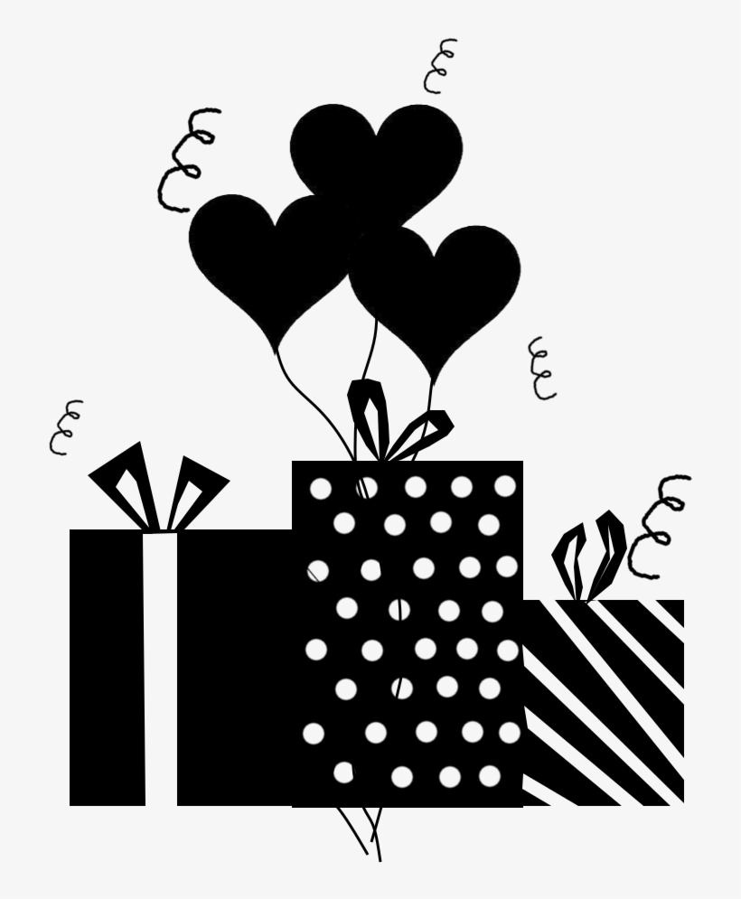 Presents W/heart Balloons Silhouette By Viktoria-lyn - Presents Silhouette, transparent png