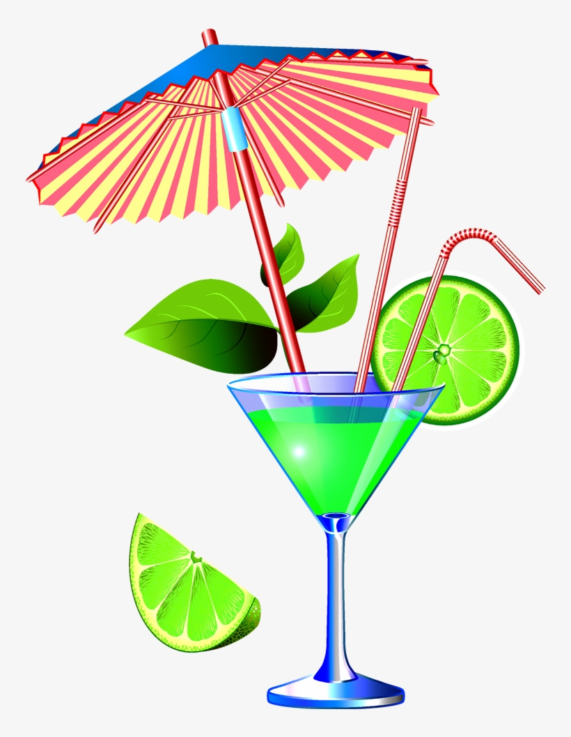 Mq Green Drink Umbrella Lime Leaf - Juice, transparent png