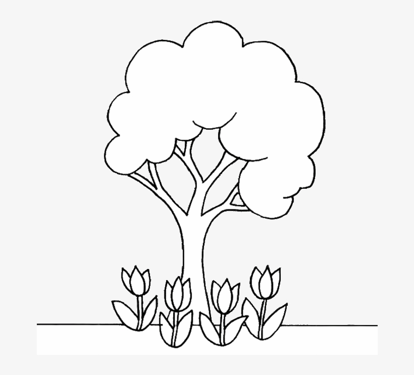 Árbol Y Flores - Tree Coloring Page, transparent png