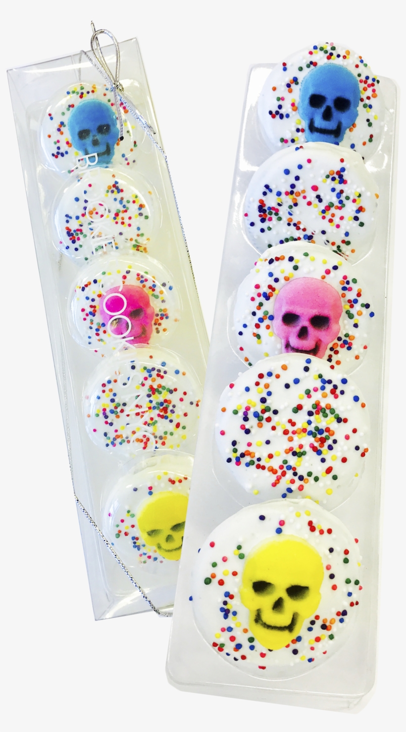 White Chocolate Covered Oreos With Candy Skull Topper - Smiley, transparent png
