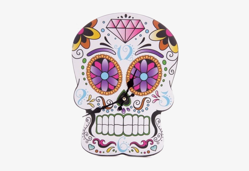 Day Of The Dead Candy Skull Clock - Day Of The Dead Skull, transparent png