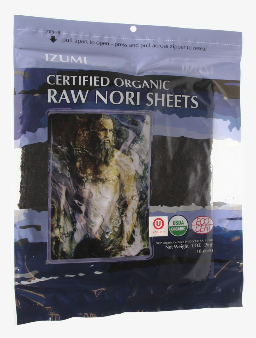 Raw Organic Nori Sheet, 10-pack, Izumi Brand - Rawnori Raw Organic Nori Sheets 50 Qty Pack - Certified, transparent png