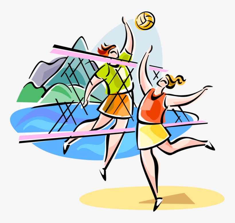 Vector Illustration Of Brazilian Beach Volleyball Sport - Beach Volleyball Game Clipart, transparent png