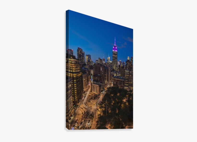 Empire State Building At Twilight, Colours Honouring - Printscapes Wall Art: 12" X 18" Canvas Print With Black, transparent png
