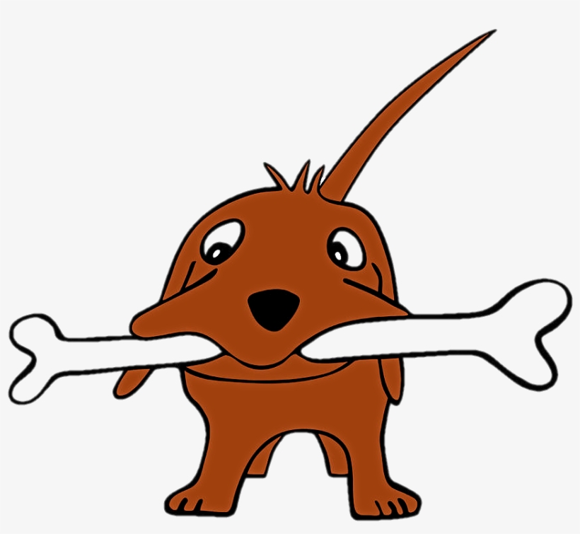 Grinning Pup With A Giant Bone Clipart - Vector Graphics, transparent png