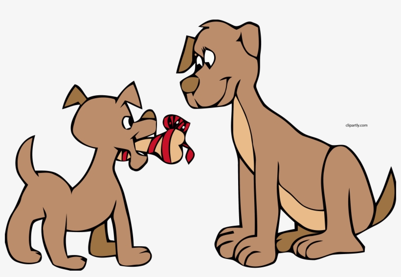 Dog Giving Bone Clipart Png - Dog And Puppy Clipart, transparent png