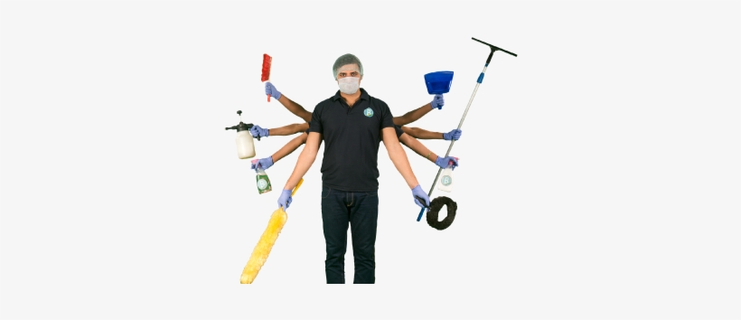 A Professional Cleaner With 8 Hands Each Holding A - Cleaning Services, transparent png