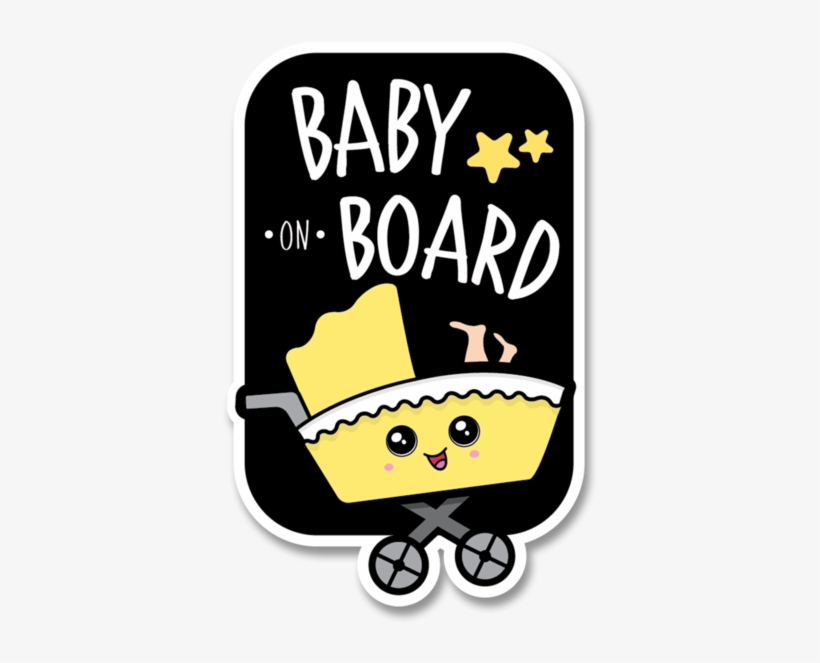 Baby On Board Stroller In Car Decal - Baby On Board, transparent png