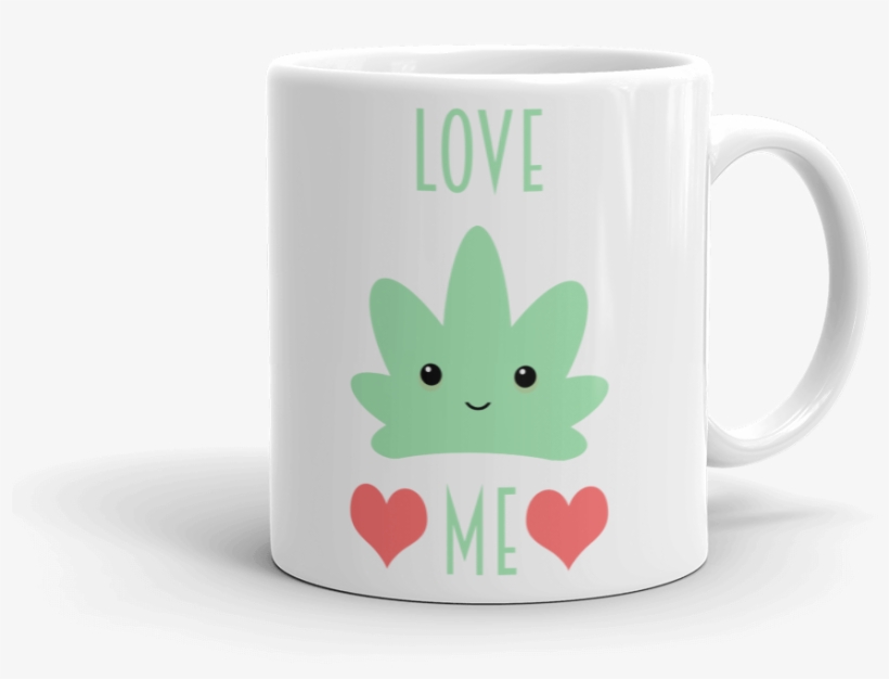 Cute Kawaii Love Me Weed Leaf Coffee Mug Front - Kush, transparent png