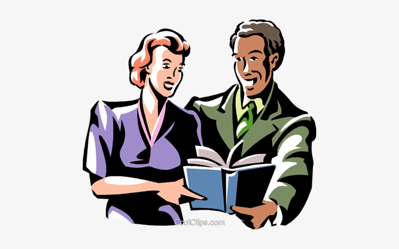 Man And Woman Reading A Book Royalty Free Vector Clip - Book, transparent png