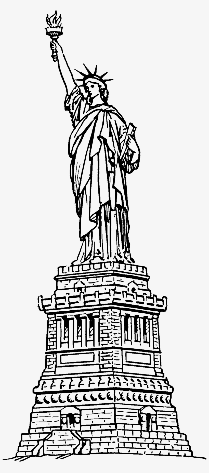 Statue Of Liberty Black And White Drawing - Statue Of Liberty Colouring Pages Printable, transparent png