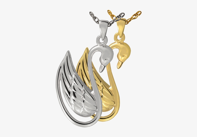 Swan Cremation Jewelry Shown In Silver And Gold Metals - Gold-plated Cremation Jewelry: Swan, transparent png