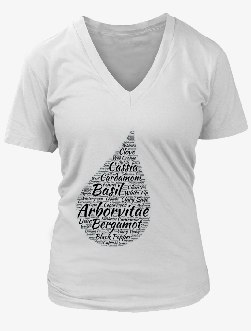 Essential Oil Drop Word Cloud V Neck T Shirt - Stand With Rex 2016 (ladies) - District Womens V-neck, transparent png