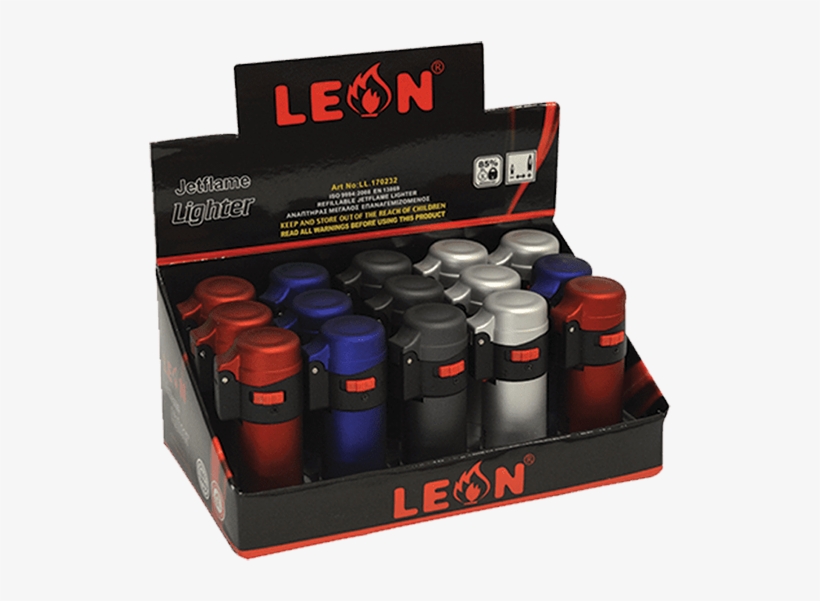 Leon® Metallic Barrel Jetflame Lighters - Box, transparent png