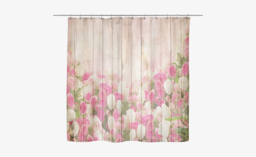 Pink Tulips Wood Look Shower Curtains - 5'x7'area Rug, transparent png