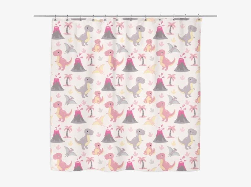 Pink Dinosaur Shower Curtain - Patchwork, transparent png