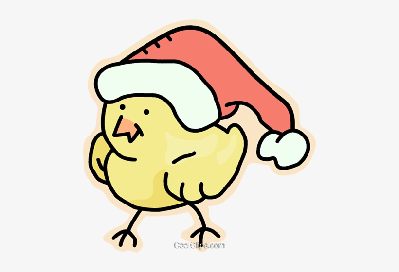 Santa's Helper Royalty Free Vector Clip Art Illustration - Chickens With Christmas Hat, transparent png