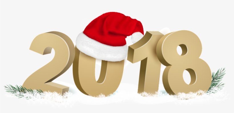 Golden 2018 Word Art - New Year Santa 2018, transparent png