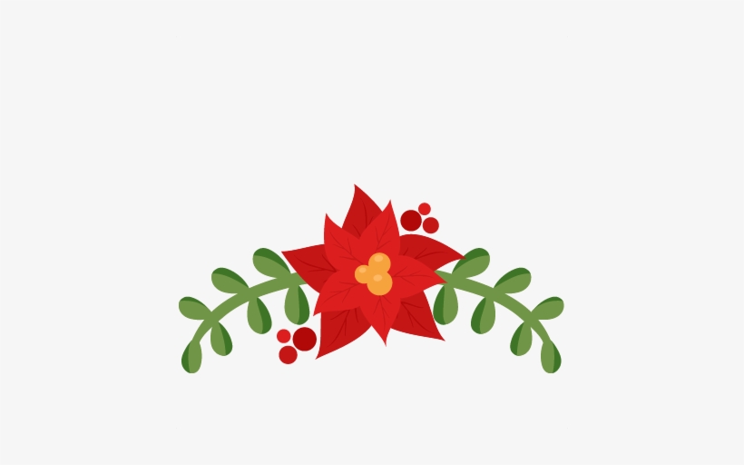 Poinsettia Border Png Download - Flourish Christmas Silhouette Free, transparent png