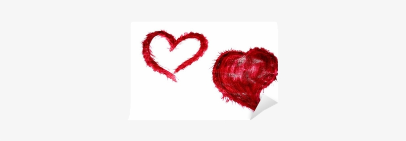 Fotomural Dos Corazones Rojos Dibujados - Canvas, transparent png