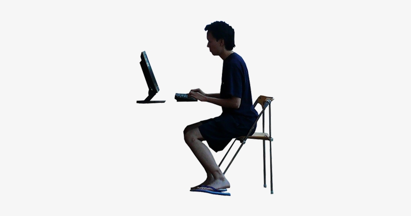 Imagenatives 0007 Sitting Computer Cutout - People Sitting At Computer, transparent png