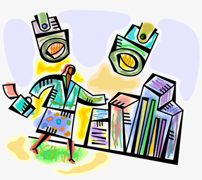 Vector Illustration Of Spotlights Shine On Businesswoman - Businessperson, transparent png