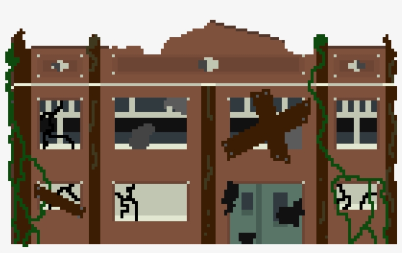 Warehouse Broken Down - Broken Building Pixel Art, transparent png