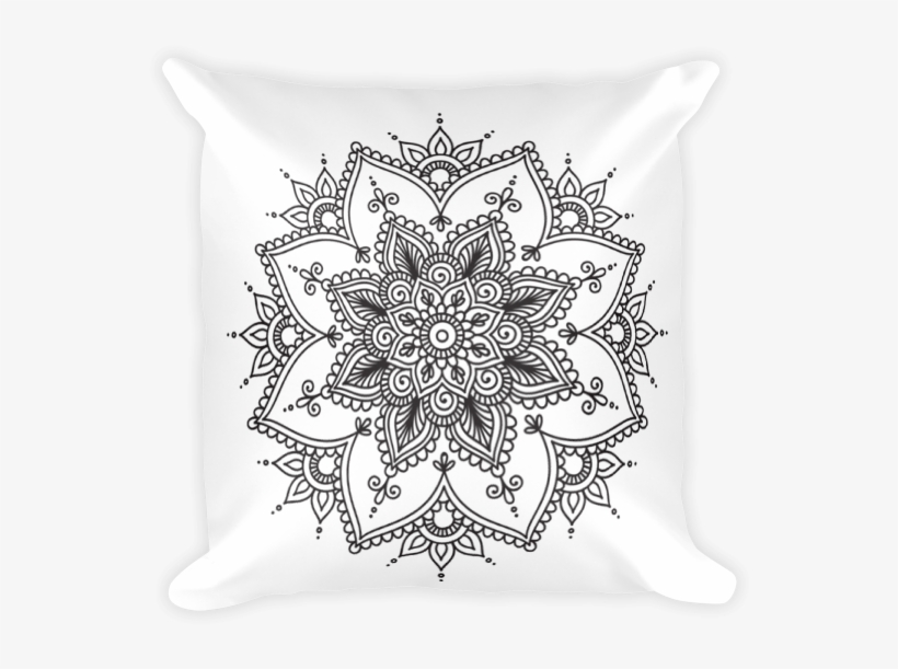 Blsck Henna Design Square Pillow - Brown Mandala, transparent png