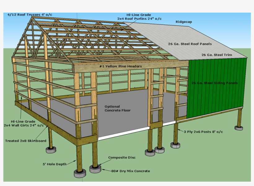Metal Post Frame House Plans - Building, transparent png