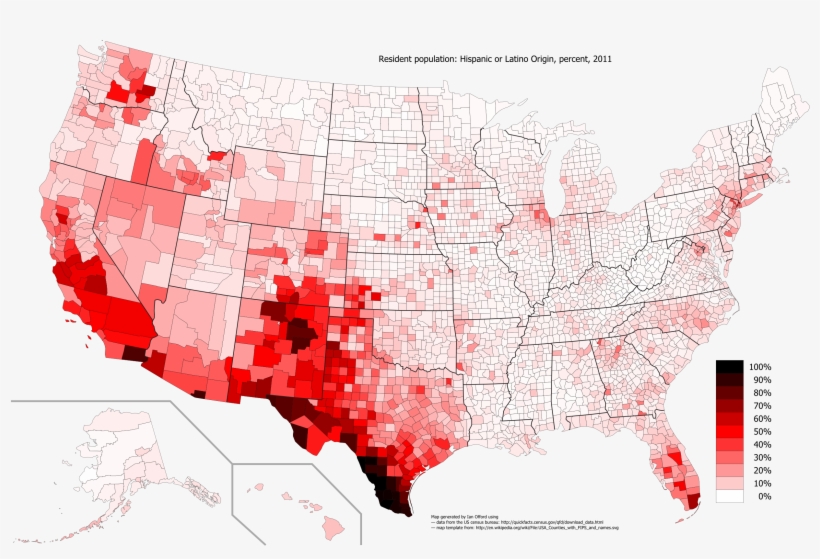 Large Version - Percent Hispanic Us Map, transparent png