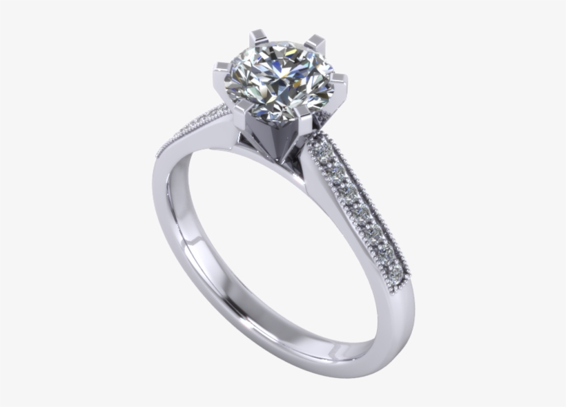 Anillo De Compromiso Para Diamante Central Redondo - Engagement Ring, transparent png