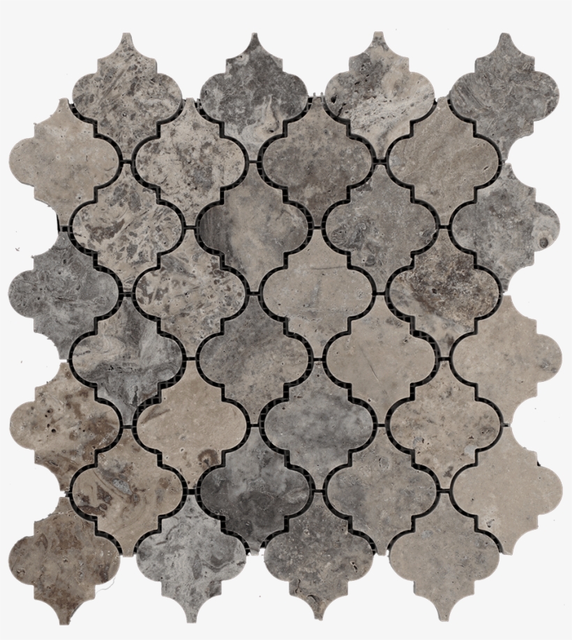 Silver Travertine Mosaic Tile Arabesque - Tile, transparent png