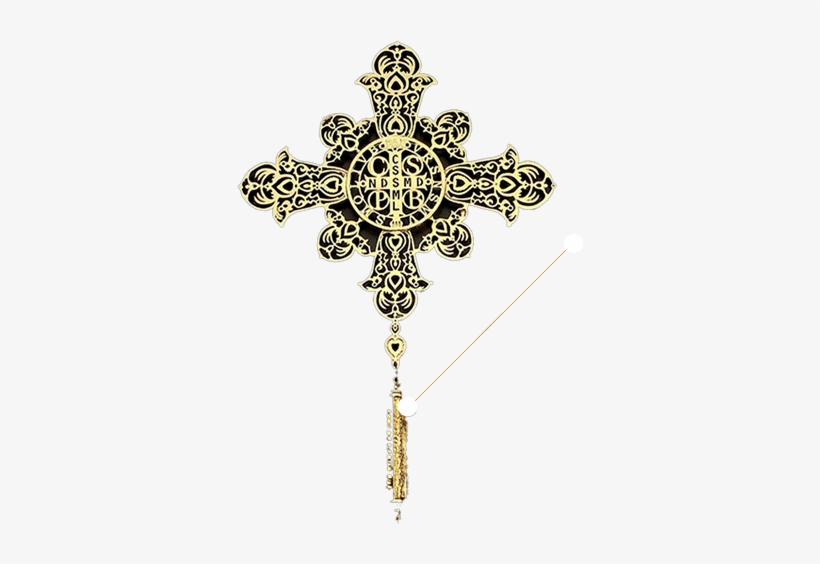 Imagem Da Cruz Relicário De São Bento Folheada A Ouro - Cruz De Sao Bento, transparent png