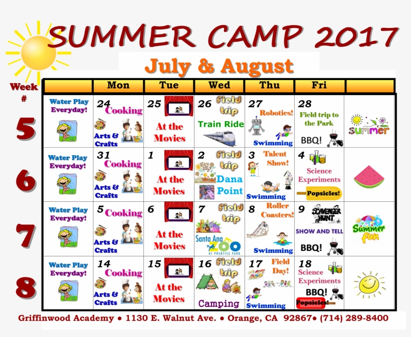 Summer Camp Calendar 2017 - Santa Ana Zoo, transparent png