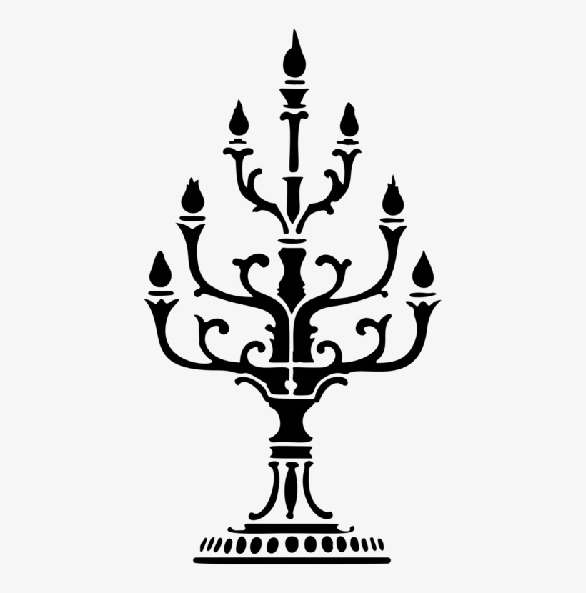 Light Candlestick Silhouette Candelabra - Candle Holder Black And White, transparent png