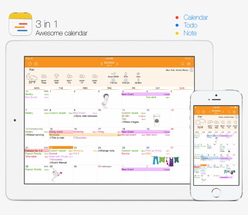 Feature Of Awesome Calendar - Calendar App Ipad Pro, transparent png