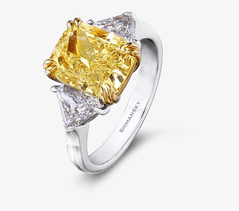 25 Fancy Yellow Diamond Ring With Trilliant Cut - Radiant Cut Fancy Yellow Diamond Ring, transparent png