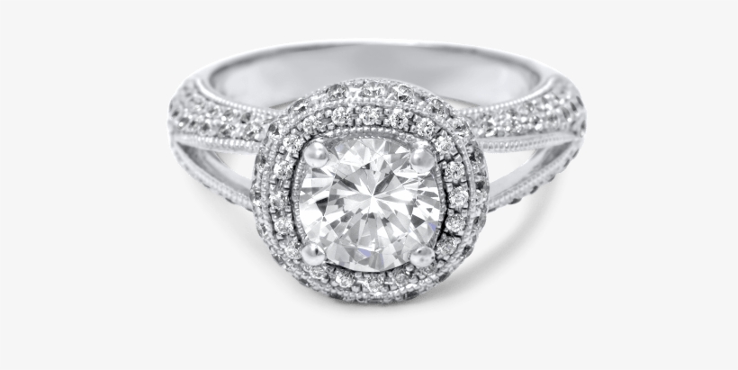 Bezel Halo Engagement Ring - Sapphire Ring In 14k White Gold, transparent png