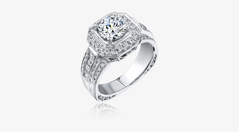 Simon G - Halo Thick Engagement Rings, transparent png