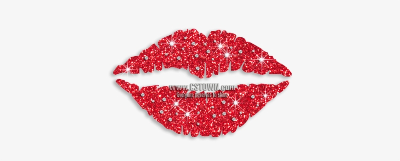 Red Lips & Kiss Iron-on Glitter Rhinestone Transfer - International Kissing Day 2018, transparent png