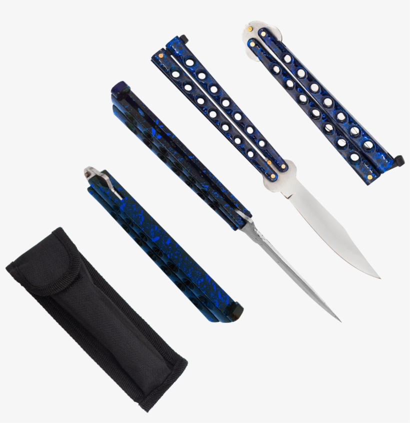 Heavy Duty Blue Splatter Drop Point Dual Flip Side - Knife, transparent png