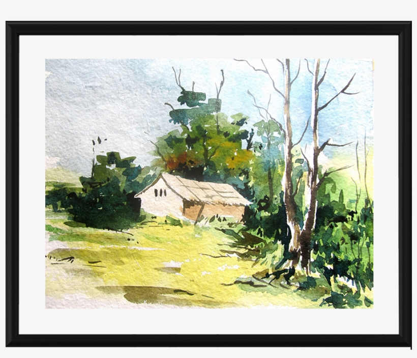 Scenic Art Photo Frame Simple Easy Watercolor Painting 900x1500 PNG