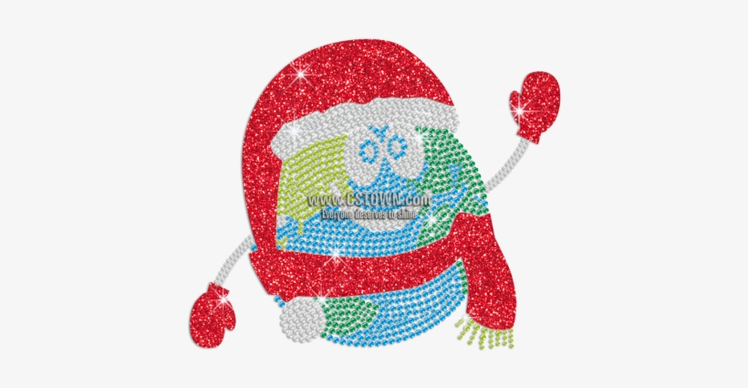 Bling Cute Earth Waving A Hand With Red Glitter Scarf, transparent png
