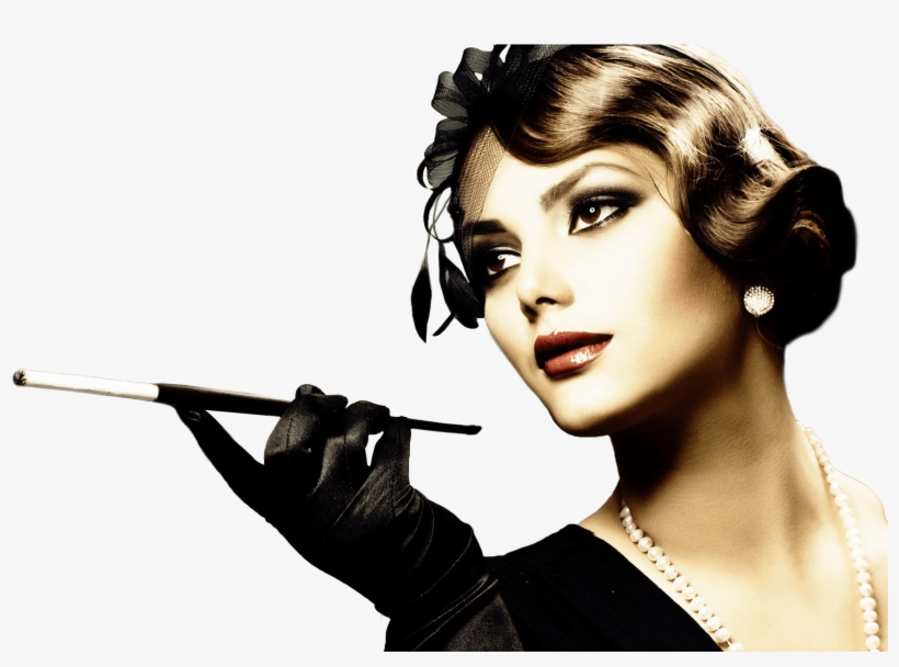 Classy Model Png Banner Stock - Woman Smoking Long Cigarettes, transparent png
