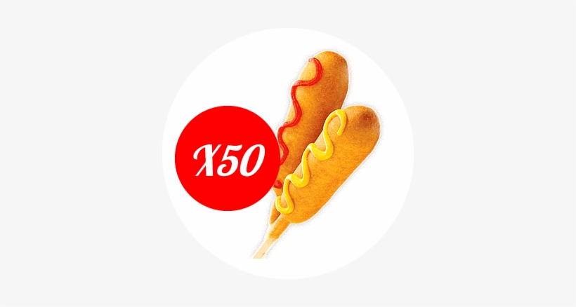 Corn Dog Servings X50 - Hot Dog On A Stick Png, transparent png