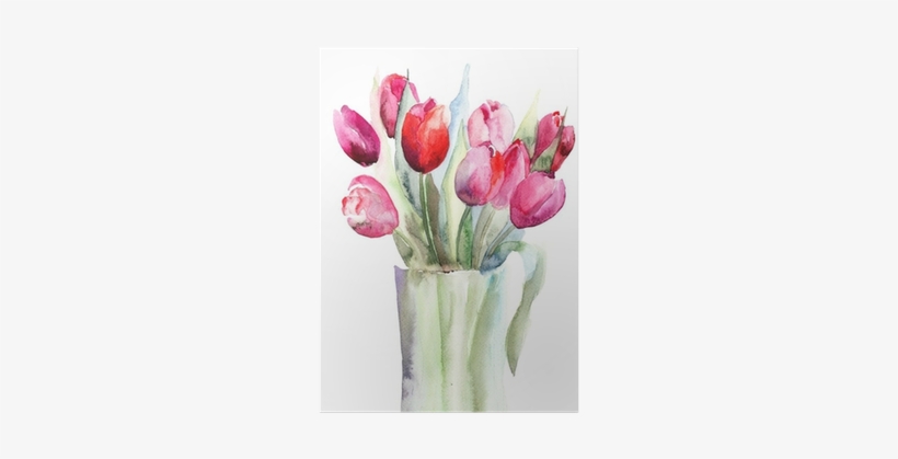 Beautiful Tulips Flowers, Watercolor Painting Poster - Hacer Una Carta Para Mamá, transparent png