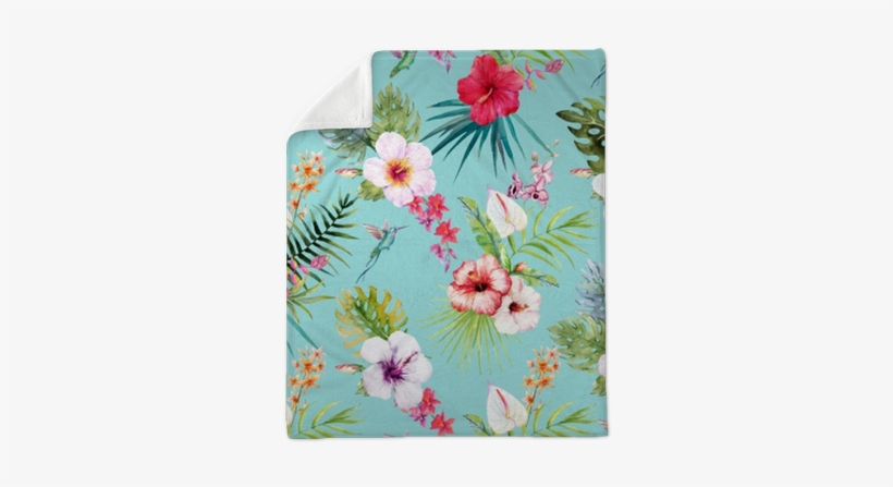 Watercolor Tropical Floral Pattern Plush Blanket • - Jayjun Anti-dust Whitening Mask 10 Pcs, transparent png