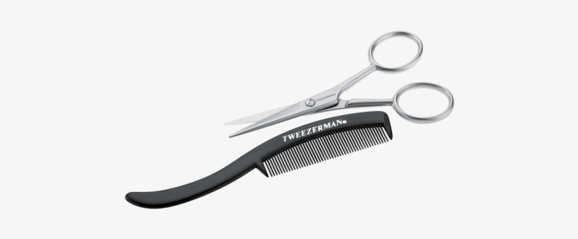 Tweezerman Moustache Scissors & Comb - Comb With Scissors Png, transparent png