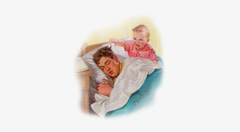 Baby About To Daddy's Hair Joyful226 - Vintage Father And Son, transparent png
