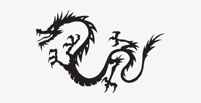 Dragon Black Flying Myth Mythology Drawing - Japanese Dragon Chinese Dragon Clipart, transparent png